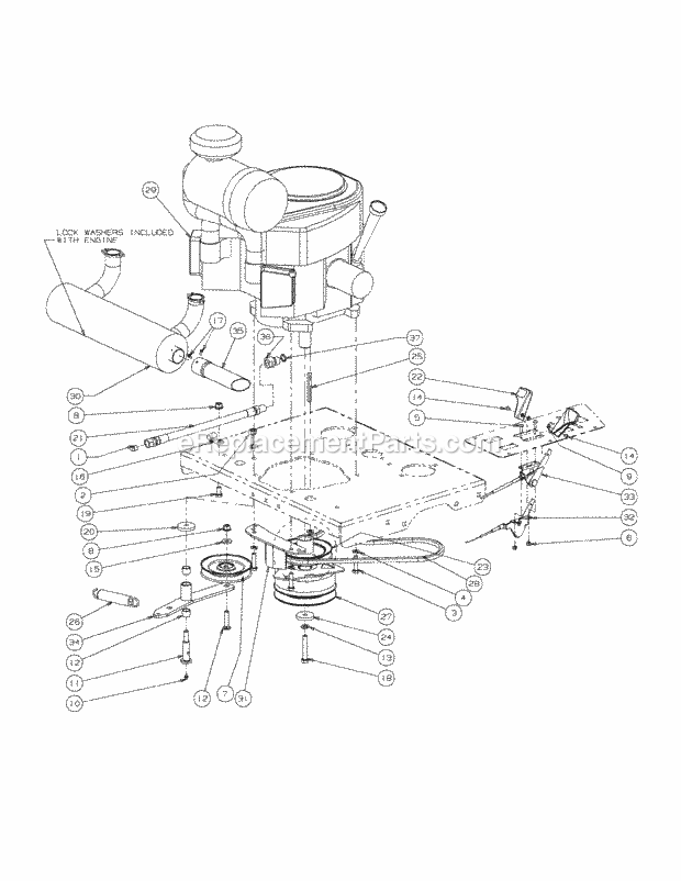 Kawasaki Engine Assembly 37hp Diagram and Parts List for S7237-KW 53AI8DU8050 Cub Cadet Sprayer
